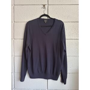 J.Crew 100% Merino Wool Navy Blue V-Neck Slim Fit Sweater size L